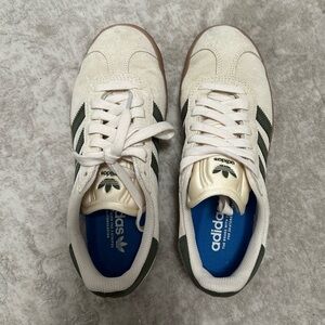 Adidas Gazelle ADV Ecru Tint, Olive & Gum. Women’s size 6 Men’s size 5